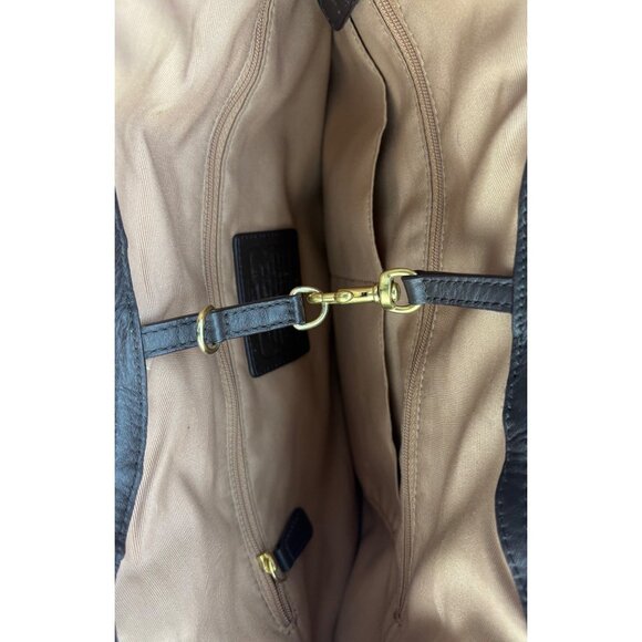 Coach Y2K Devin Signature Stripe Canvas & Leather Tote Shoulder Bag Brown/Green - Picture 14 of 15